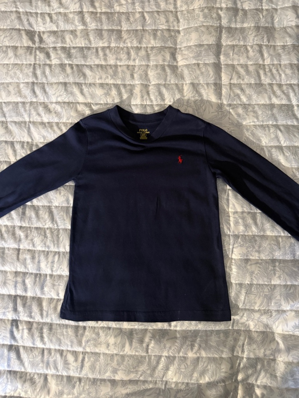 Polo by Ralph Lauren Navy Long-Sleeve Crew Tee with Red Pony
